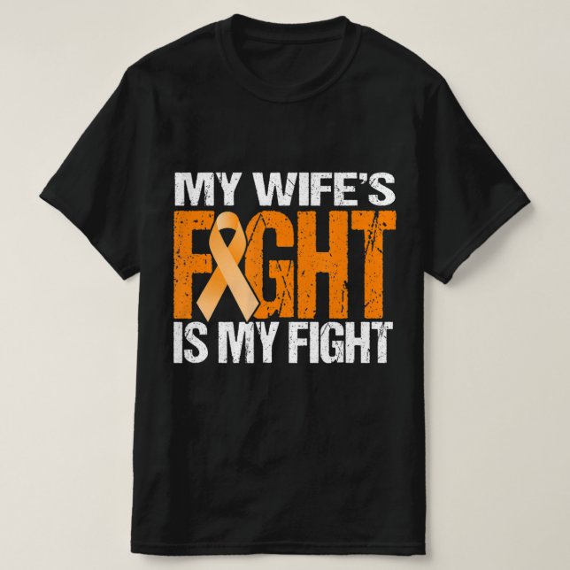 Mens My Wife's Fight is My Fight Leukemia Awarenes T-Shirt (Design Front)