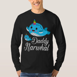 Mens Narwhal Dad Sea Animal Cute Daddy Narwhal Fa T-Shirt
