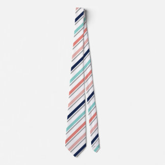 Men's Navy and Coral Stripped Tie