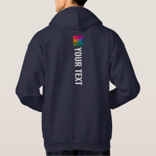 Mens Navy Blue Back Side Print Hoodie Template