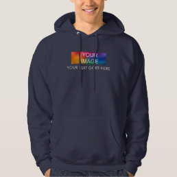 Men&#39;s Navy Blue Hoodies Your Image Logo Text Here