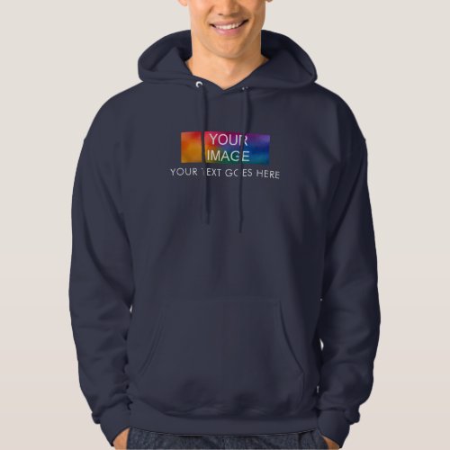Mens Navy Blue Hoodies Your Image Logo Text Here