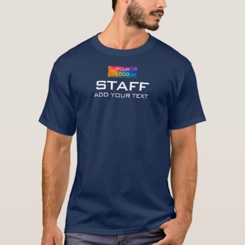 Mens Navy Blue Staff Member T_Shirt Double Sided