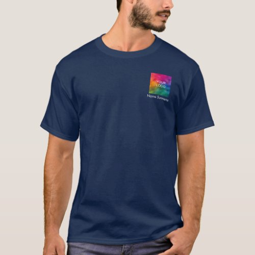 Mens Navy Blue TShirts company Logo Employee Name