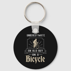 Mens Never Underestimate An Old Guy On A Bicycle C Keychain