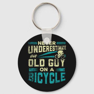 Mens Never Underestimate An Old Guy On a Bicycle G Keychain