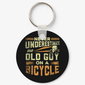 Mens Never Underestimate an Old Guy on a Motorcycl Keychain