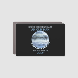 Mens Never Underestimate an Old Man Loves Fishing Car Magnet