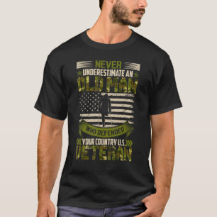 Mens Never Underestimate An Old Man Veterans Day U T-Shirt