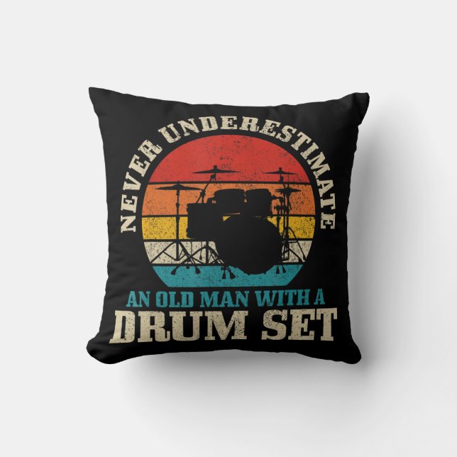 Mens Never Underestimate An Old Man With A Fat Bik Throw Pillow (Front)