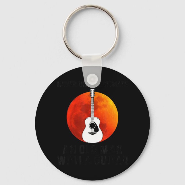 Mens Never Underestimate an Old Man with a Ham Rad Keychain (Front)