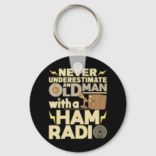 Mens Never Underestimate An Old Man With A Ham Rad Keychain