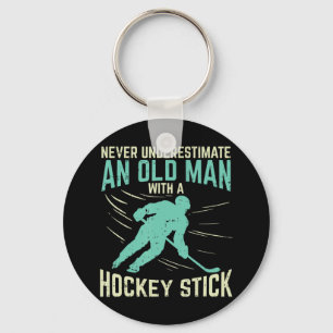Mens Never Underestimate An Old Man With A Hockey Keychain