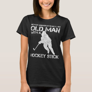 Mens Never Underestimate An Old Man With A Hockey  T-Shirt