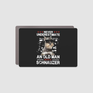 Mens Never Underestimate An Old Man With A Schnauz Car Magnet