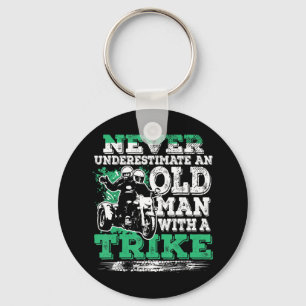 Mens Never Underestimate An Old Man With A Trike C Keychain