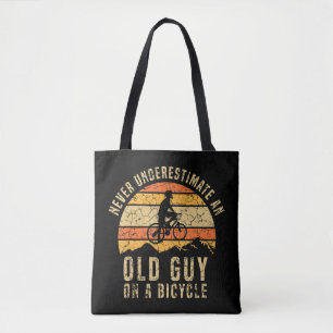 Mens Never Underestimate Funny Cycling Tshirt Are  Tote Bag