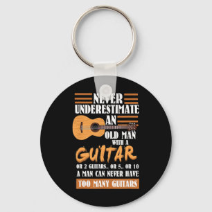 Mens Never Underestimate The Old Guy American Foot Keychain