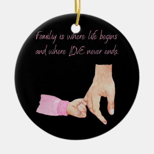 Mens New dad and daughter holding hands of a baby Ceramic Ornament