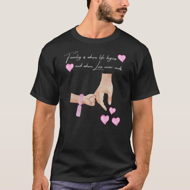 Mens New dad and daughter holding hands of a baby T-Shirt (Front)