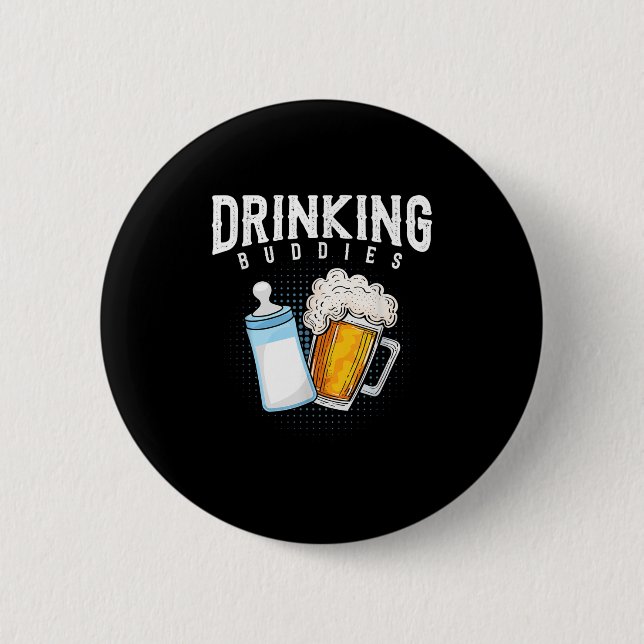 Mens New Dad Beer And Milk Joke  Button (Front)