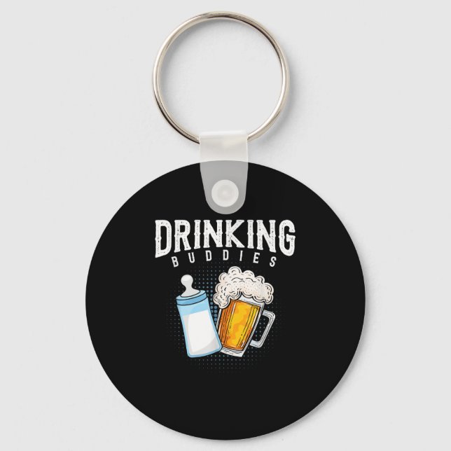 Mens New Dad Beer And Milk Joke  Keychain (Front)