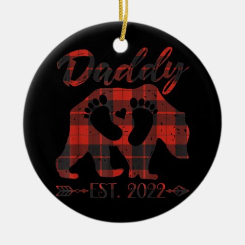 Mens New Daddy Dad Bear Baby Shower Announcement Ceramic Ornament