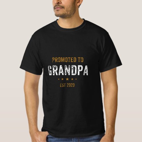 Mens New Gift For Dad Promoted To Grandpa Est 2020 T_Shirt
