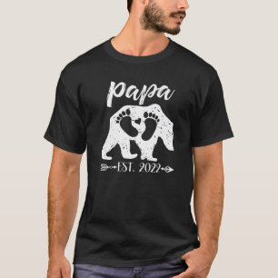 Mens New Papa Dad Grandpa Bear Est 2022 Baby Annou T-Shirt