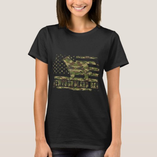 Mens Newfoundland Dad Camouflage American Flag Pat T_Shirt
