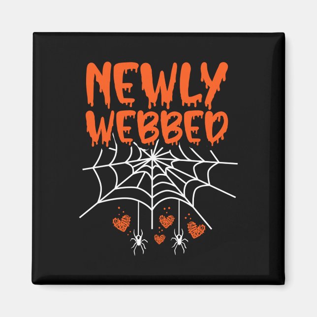 Mens newly webbed halloween newlywed bride and magnet (Front)