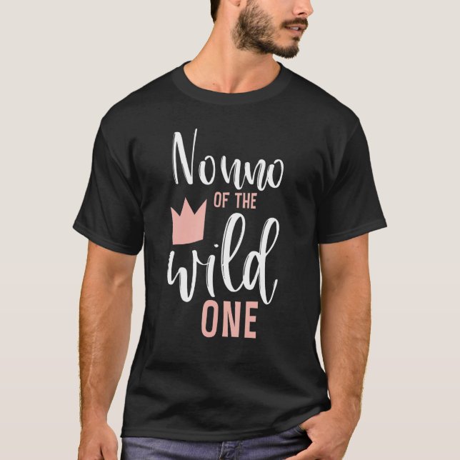 Mens Nonno Of Wild One Girl 1st Birthday Pink Firs T-Shirt (Front)