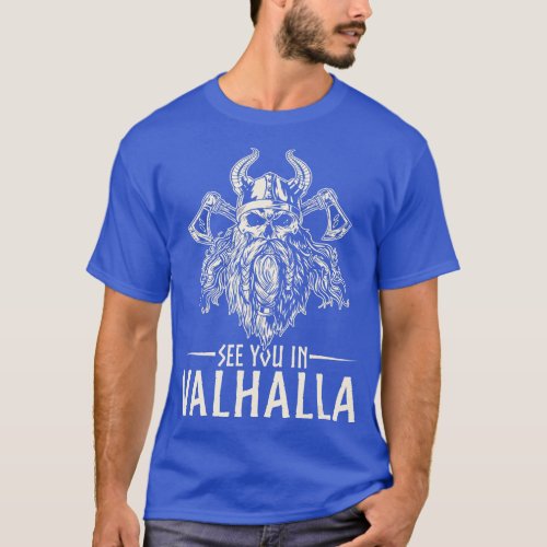 Mens Nordic Mythology See you in Valhalla Viking  T_Shirt