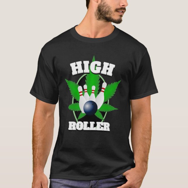 Men's Novelty Sports Bowling HIGH ROLLER T-Shirt (Front)