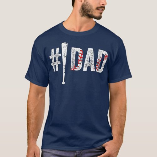 Mens Number One Baseball Dad for Fathers Day 1 Dad T_Shirt