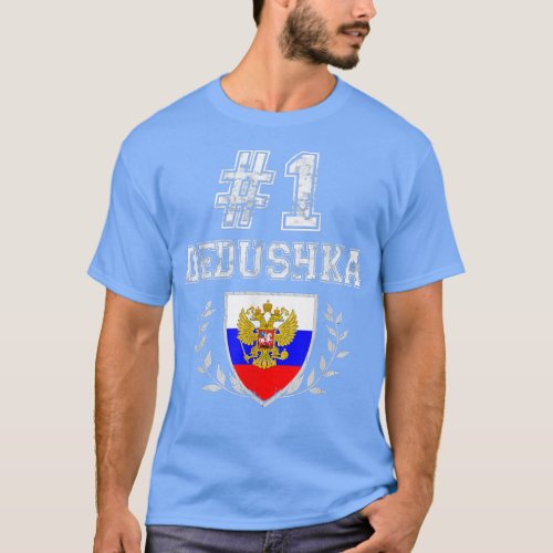 Mens Number One Dedushka Russian Grandfather  T_Shirt