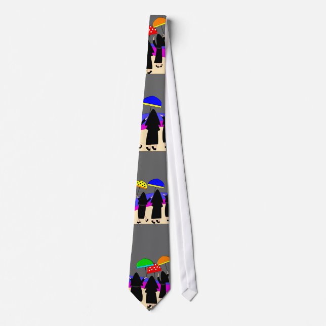 Mens Nun Art Necktie, "Expecting Rain" Tie (Front)