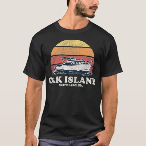 Mens Oak Island NC Vintage Boating 70s Retro T_Shirt