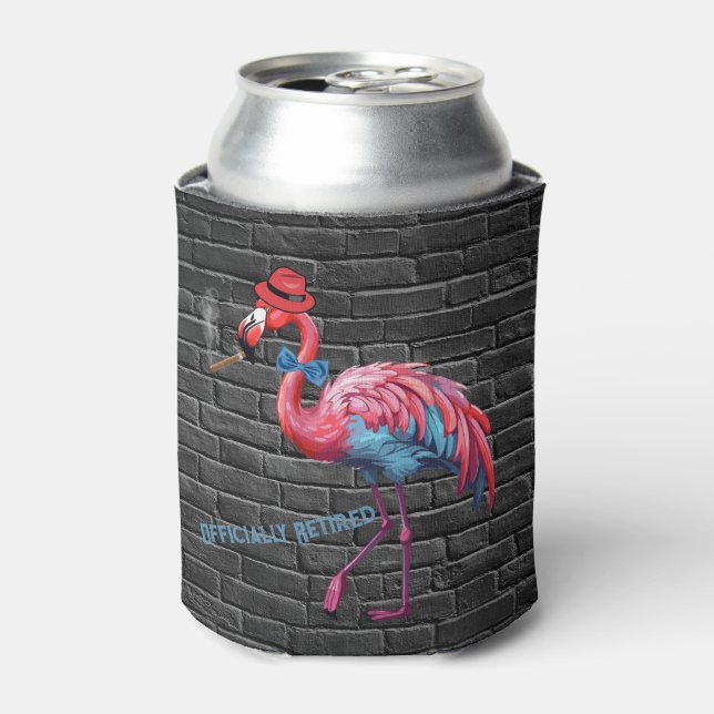 Men's Officially Retired Dapper Flamingo Hat Cigar Can Cooler (Can Front)