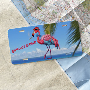 Men's Officially Retired Flamingo Tropical Beach License Plate