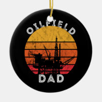 Mens Oil Rig Retro Sunset Oilfield Dad Worker