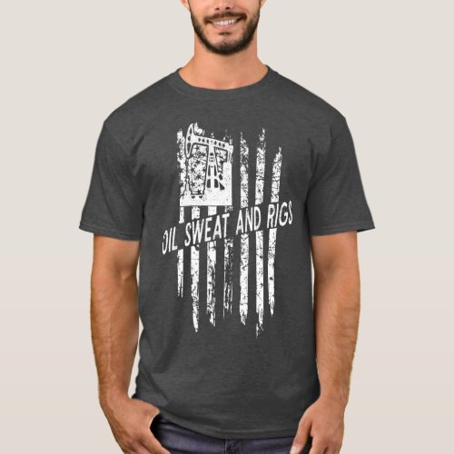 Mens Oil Sweat and Rigs American Flag Oilfield T_Shirt