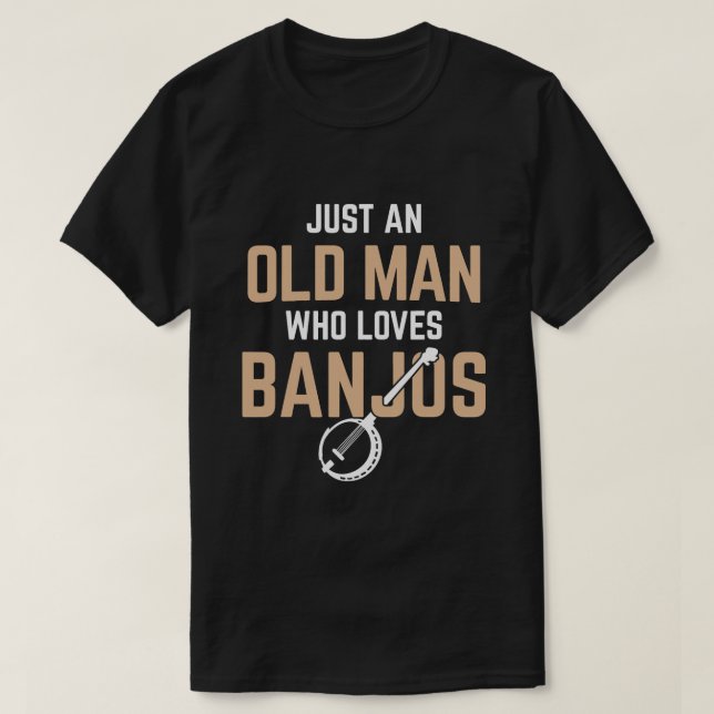 Mens Old Man Loves Banjos Banjo Player Folk Music  T-Shirt (Design Front)