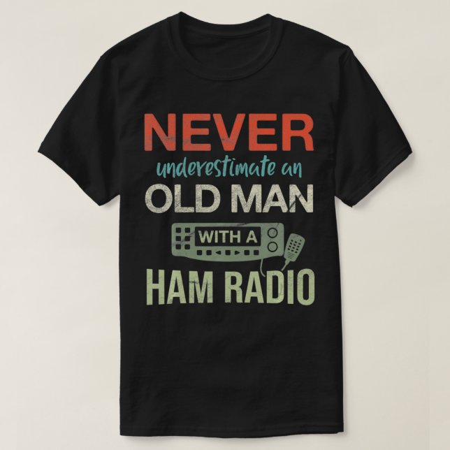 Mens Old Man With A Ham Radio Antenna Ham Radio Op T-Shirt (Design Front)