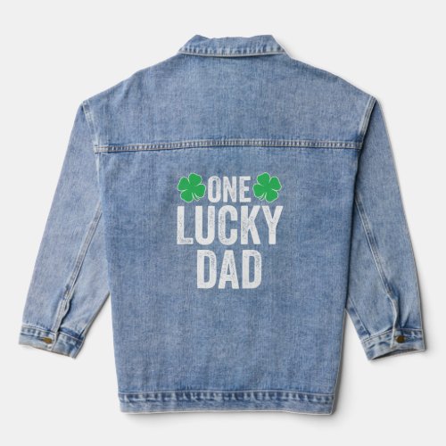 Mens One Lucky Dad Clover Men Father St Patricks D Denim Jacket
