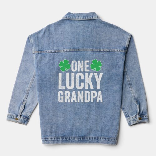 Mens One Lucky Grandpa Clover Men St Patricks Day  Denim Jacket