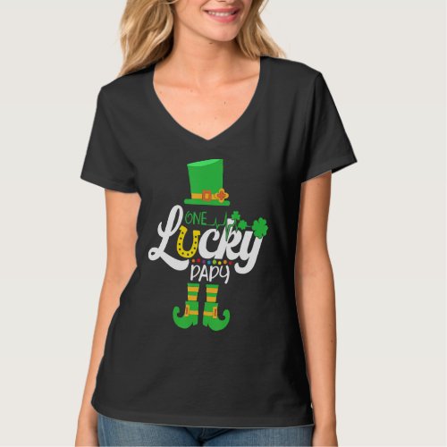 Mens One Lucky Papy Family Matching St Patricks Da T_Shirt