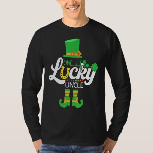 Mens One Lucky Uncle Family Matching St Patricks D T_Shirt