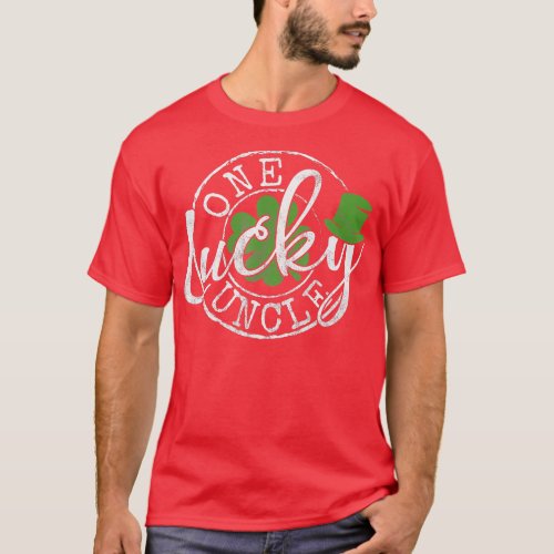 Mens One Lucky Uncle Funny Brother Irish Clovers S T_Shirt