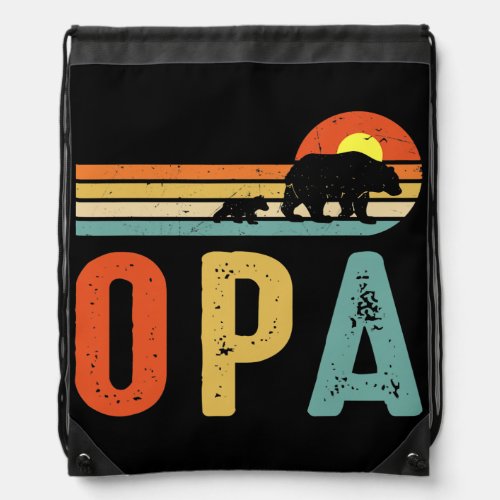 Mens Opa Bear Men Vintage Retro Bear Decor Drawstring Bag